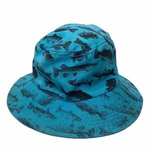 Vintage blue fish bucket‎ hat